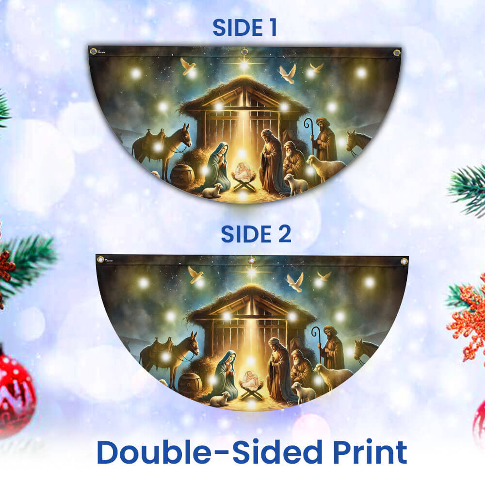 Nativity Of Jesus Holy Night Christmas Solar Led Fan Flag