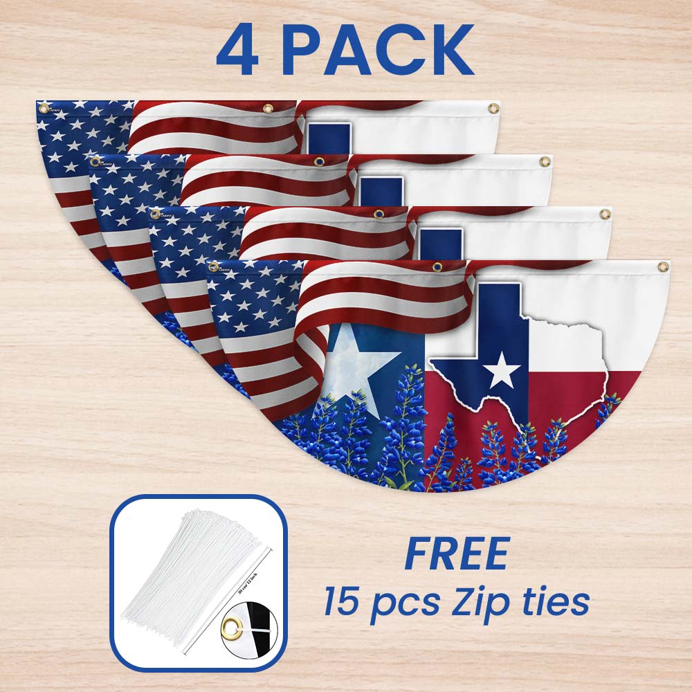 Texas Bluebonnet Non-Pleated Fan Flag
