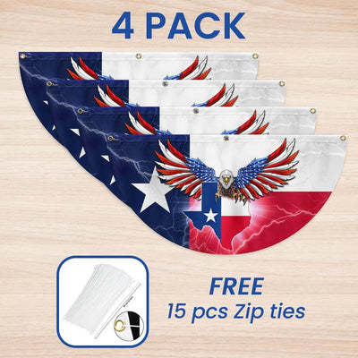 Texas Patriotic American Eagle Non-Pleated Fan Flag