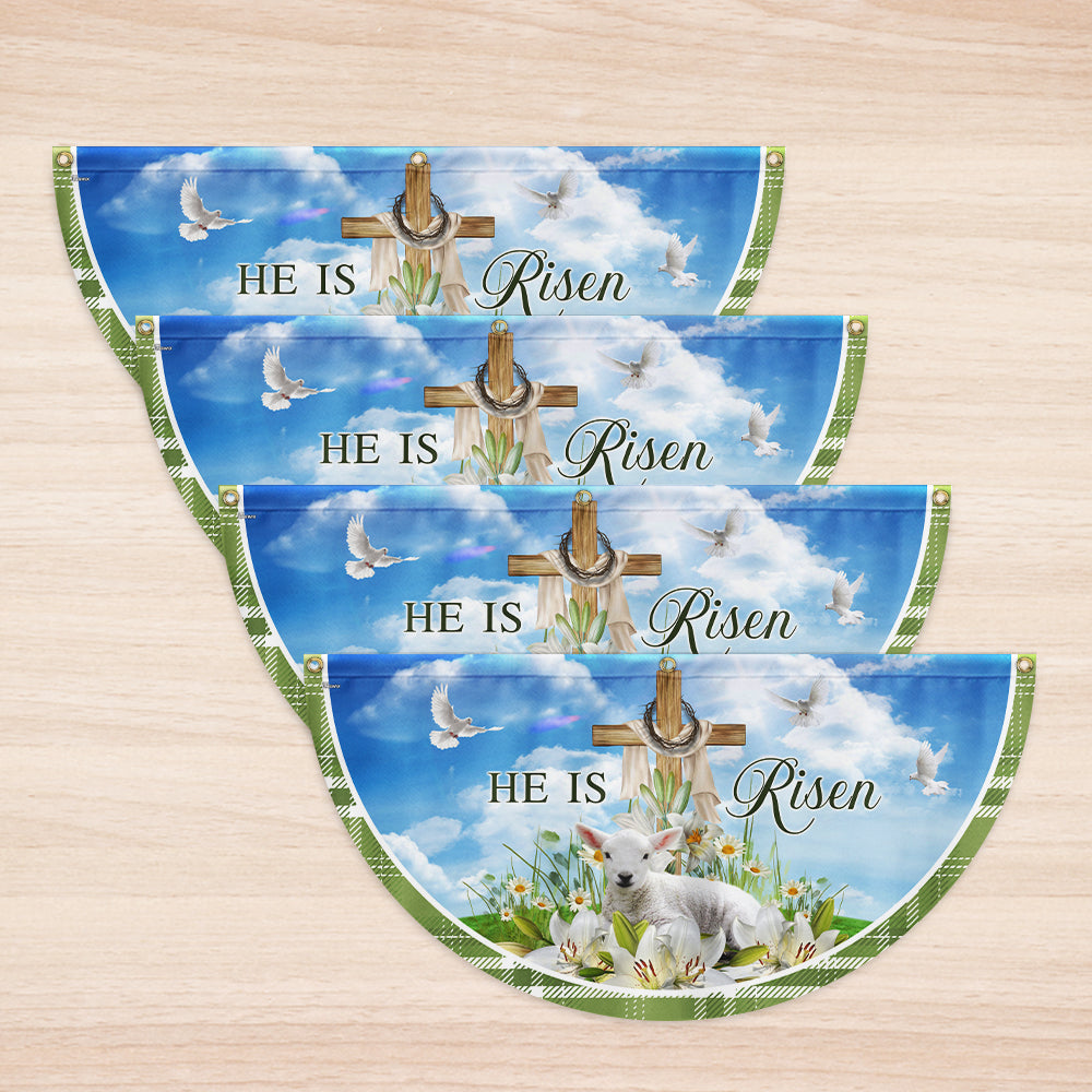Easter Day Lamb Christian Cross He Is Risen Non-Pleated Fan Flag