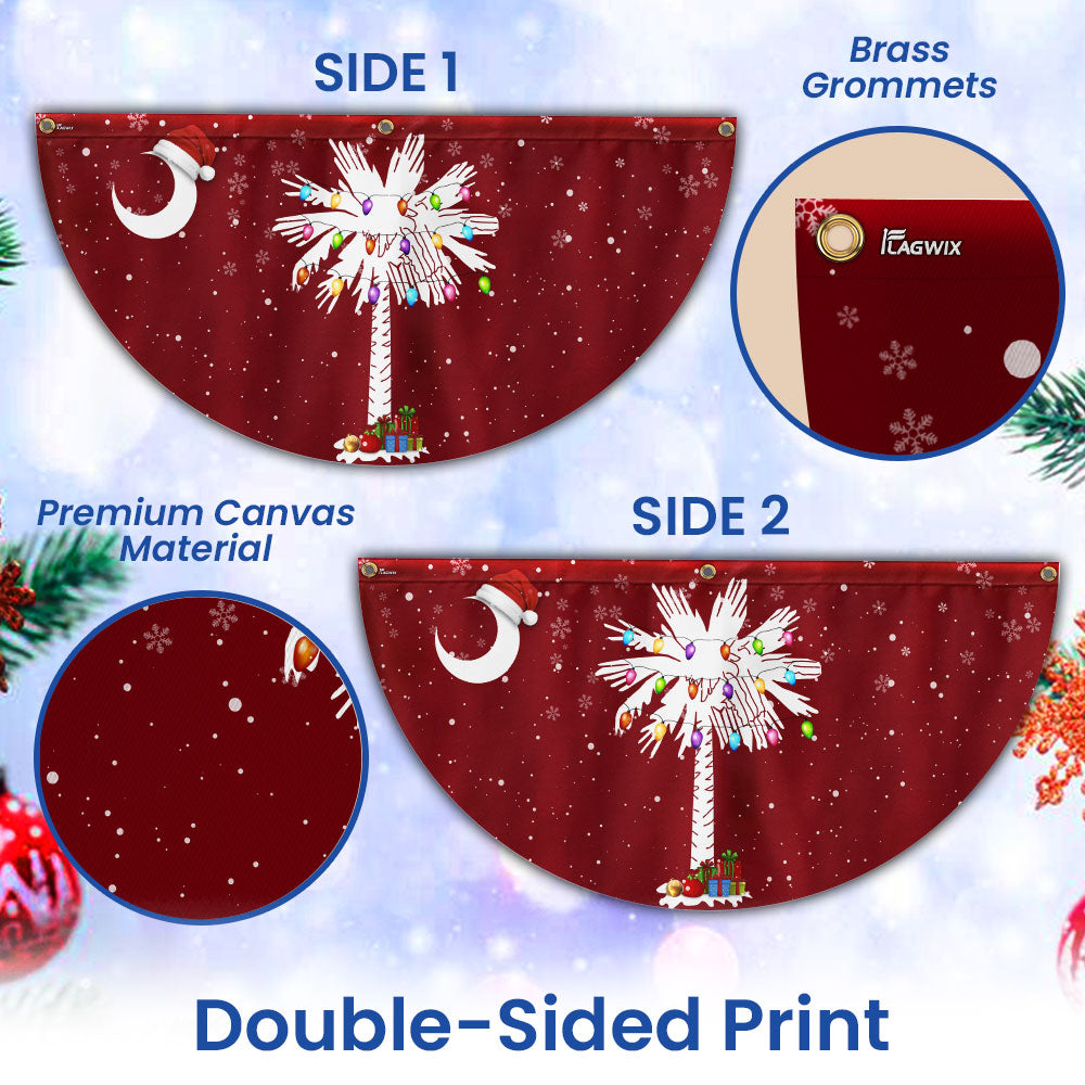 South Carolina Christmas Sabal Palmetto With Light Non-Pleated Fan Flag