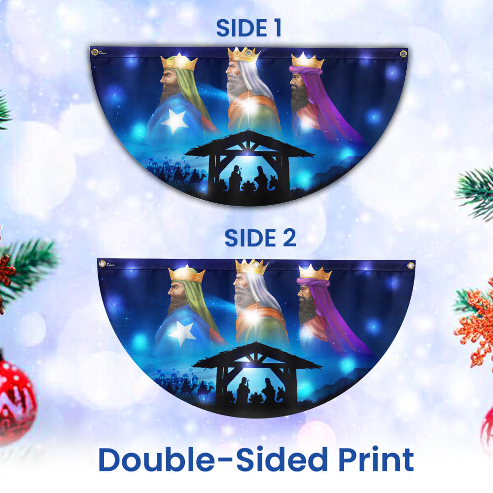 Nativity Three Wise Men We Three Kings Jesus Christmas Solar Led Fan Flag