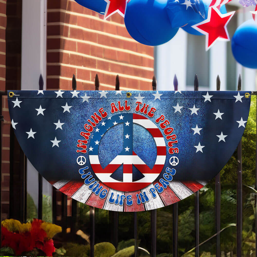 Hippie Peace Sign Living Life In Peace American Non-Pleated Fan Flag
