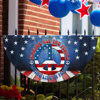 Hippie Peace Sign Living Life In Peace American Non-Pleated Fan Flag