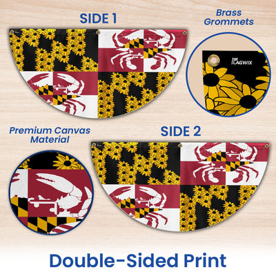 Maryland State Crab and Black-eyed Susan Flower Maryland Non-Pleated Fan Flag