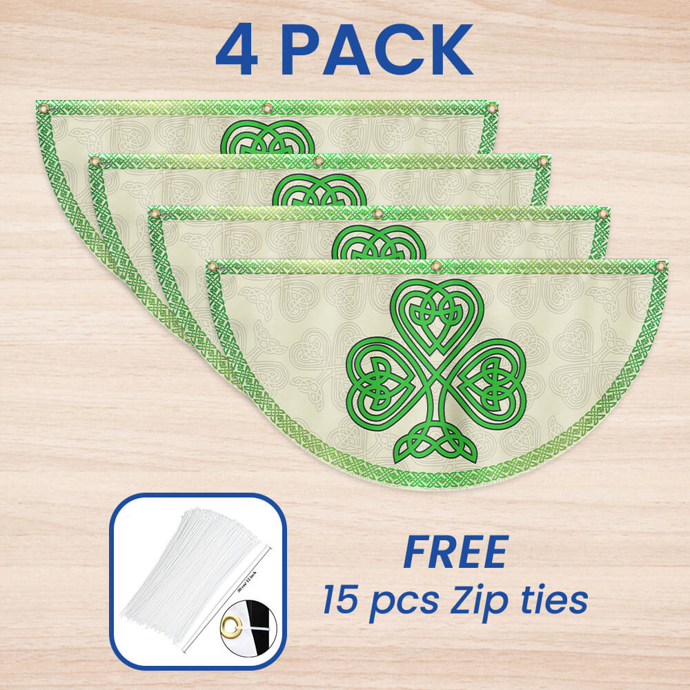 Irish Celtic Shamrock St. Patrick's Day Non-Pleated Fan Flag