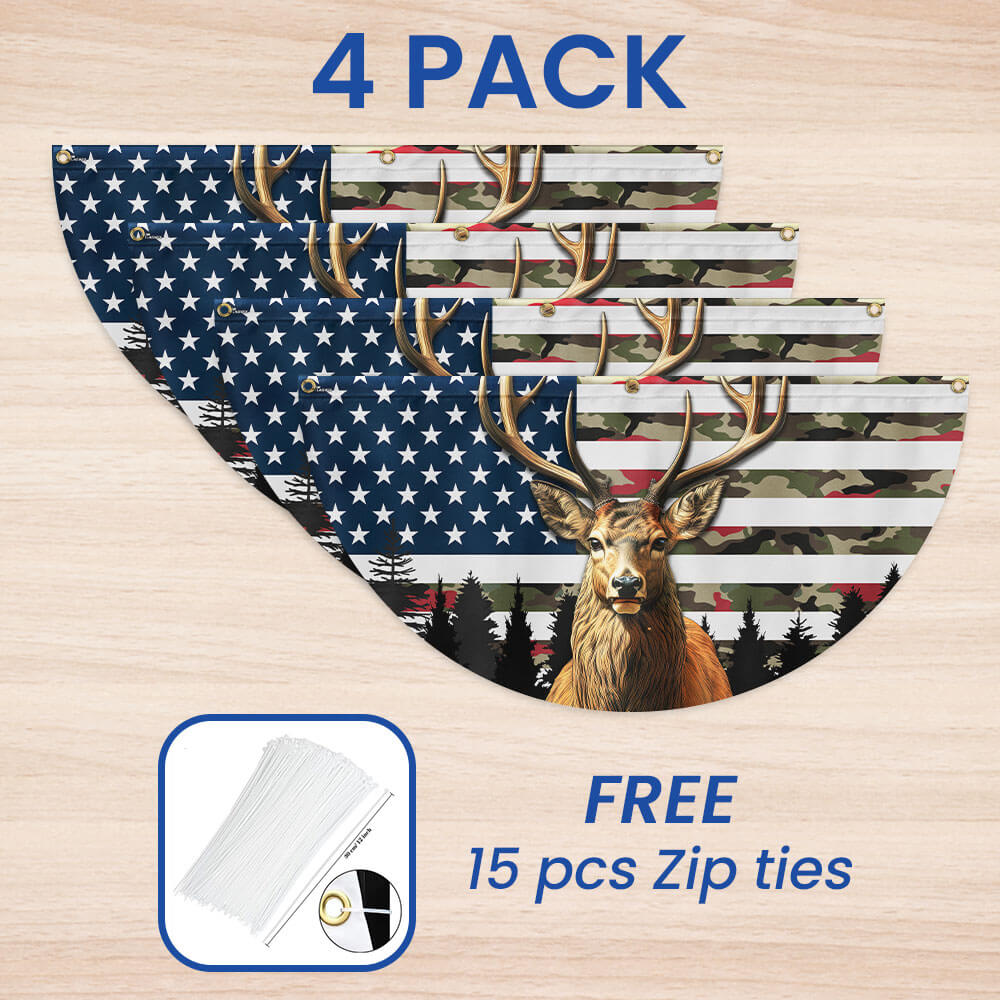 Deer Hunting American Flag Non-pleated Fan Flag