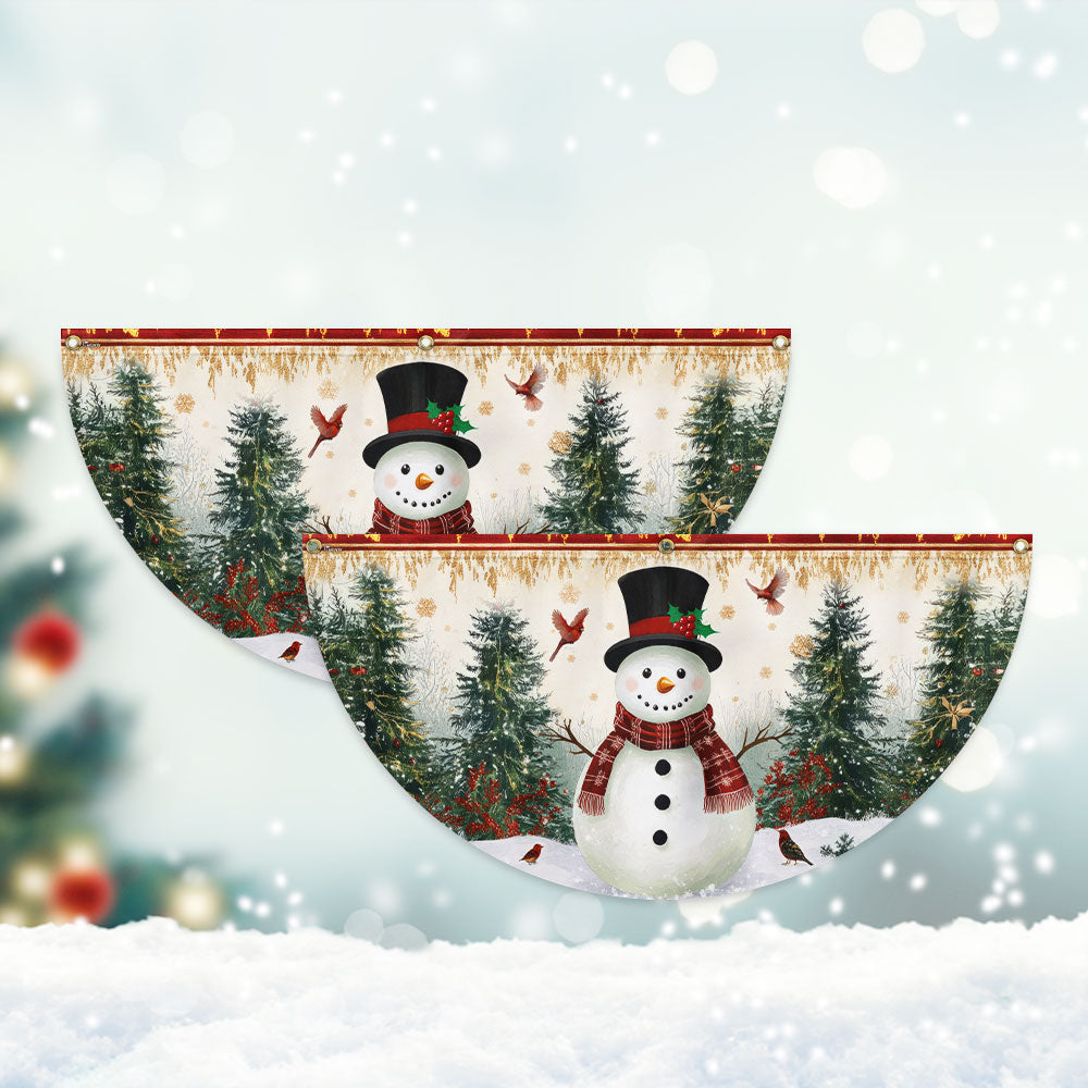 Snowman Festive Winter Holiday Christmas Non-Pleated Fan Flag