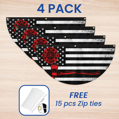 Firefighter Thin Red Line Fireman Non-Pleated Fan Flag