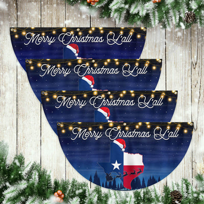 Texas Merry Christmas Y'all  Non-Pleated Fan Flag