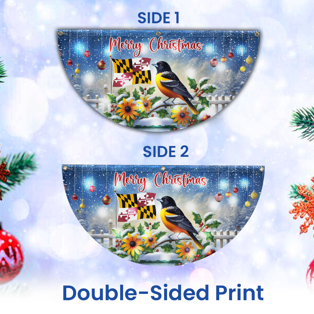 Marryland Baltimore Oriole Bird Christmas Solar Led Fan Flag