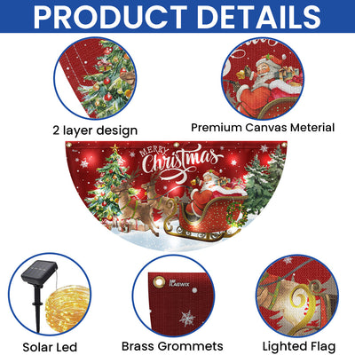 Merry Christmas Santa Claus with Sleigh and Reindeer Christmas Solar Led Fan Flag