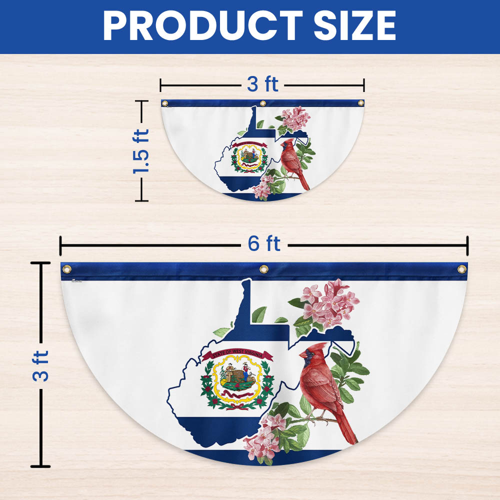 Cardinal and Rhododendron Flower, West Virginia Non-Pleated Fan Flag