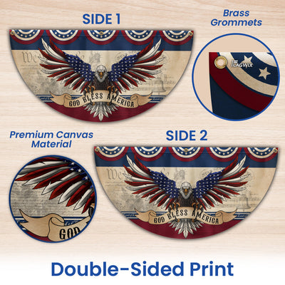 Flagwix American Flag - God Bless America Patriotic Eagle Non-Pleated Fan Flag