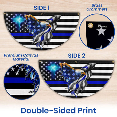 Flagwix American Flag - The Thin Blue Line. Police. Law Enforcement American Eagle Non-Pleated Fan Flag