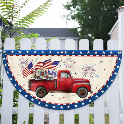 American Flag - Patriotic Red Truck 4th Of july Independence Day Non-Pleated Fan Flag