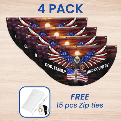 God Family and Country American Patriotic Eagle Non-Pleated Fan Flag