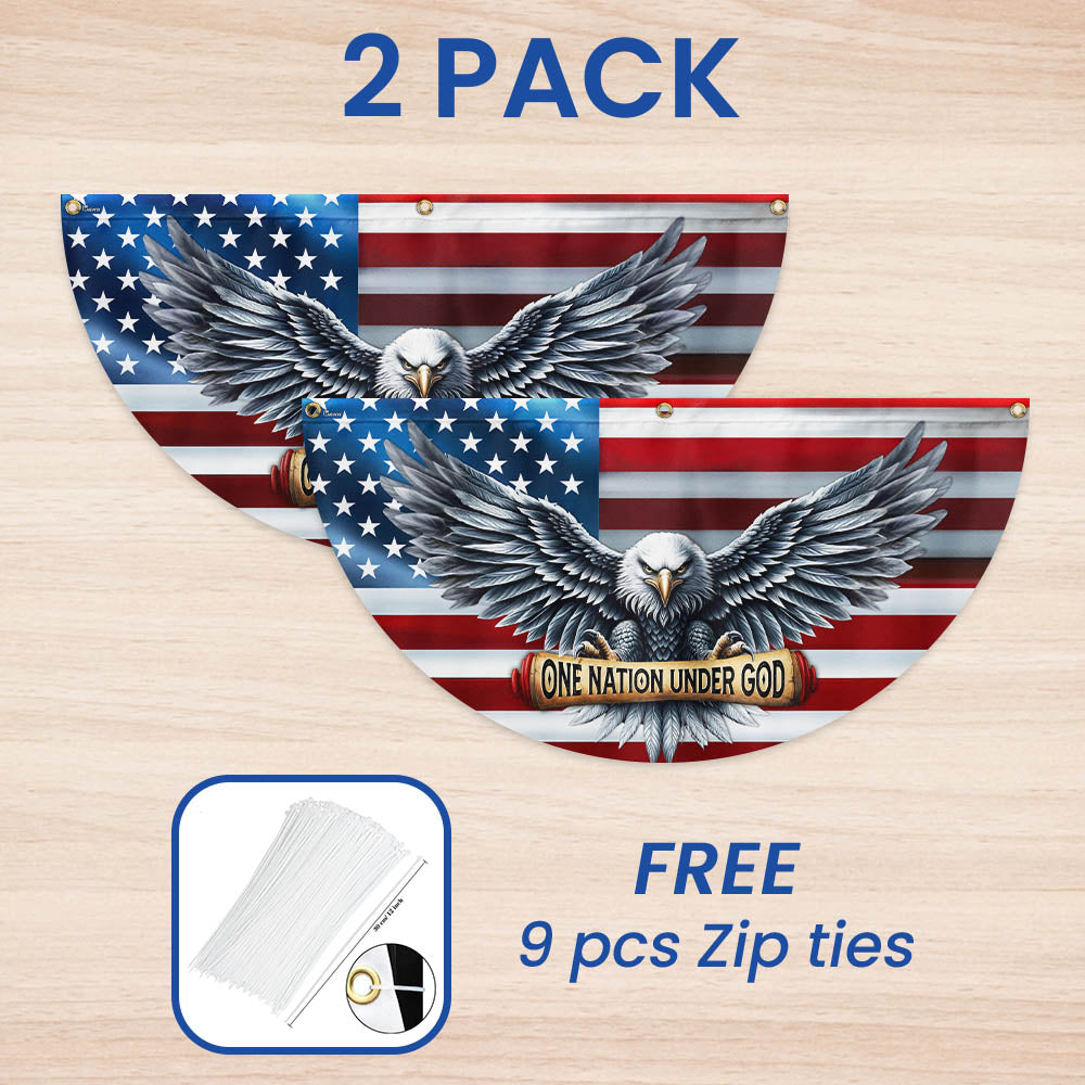 One Nation Under God Patriotic Eagle Non-Pleated Fan Flag