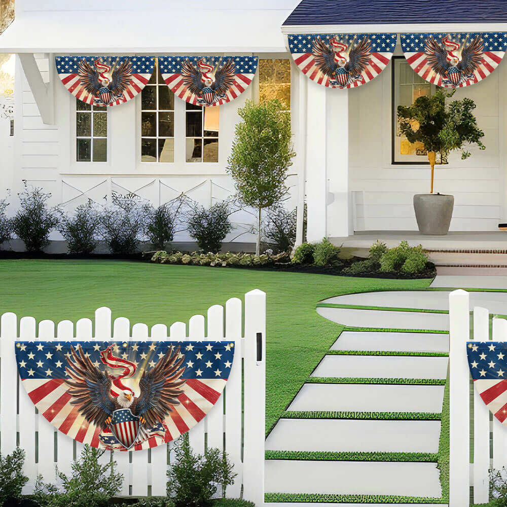 Flagwix American Flag - Patriotic Eagle American Non-Pleated Fan Flag Bunting