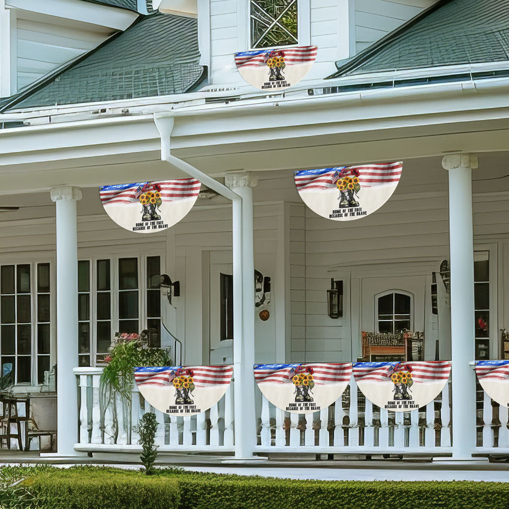 Memorial Day Veterans, Home Of The Free American Non-Pleated Fan Flag