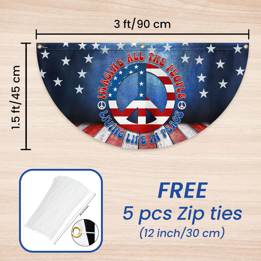 Hippie Peace Sign Living Life In Peace American Non-Pleated Fan Flag