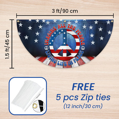 Hippie Peace Sign Living Life In Peace American Non-Pleated Fan Flag