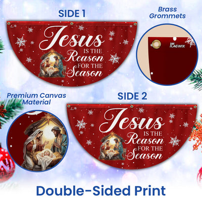 Jesus Is The Reason For The Season Nativity of Jesus Christmas Non-Pleated Fan Flag