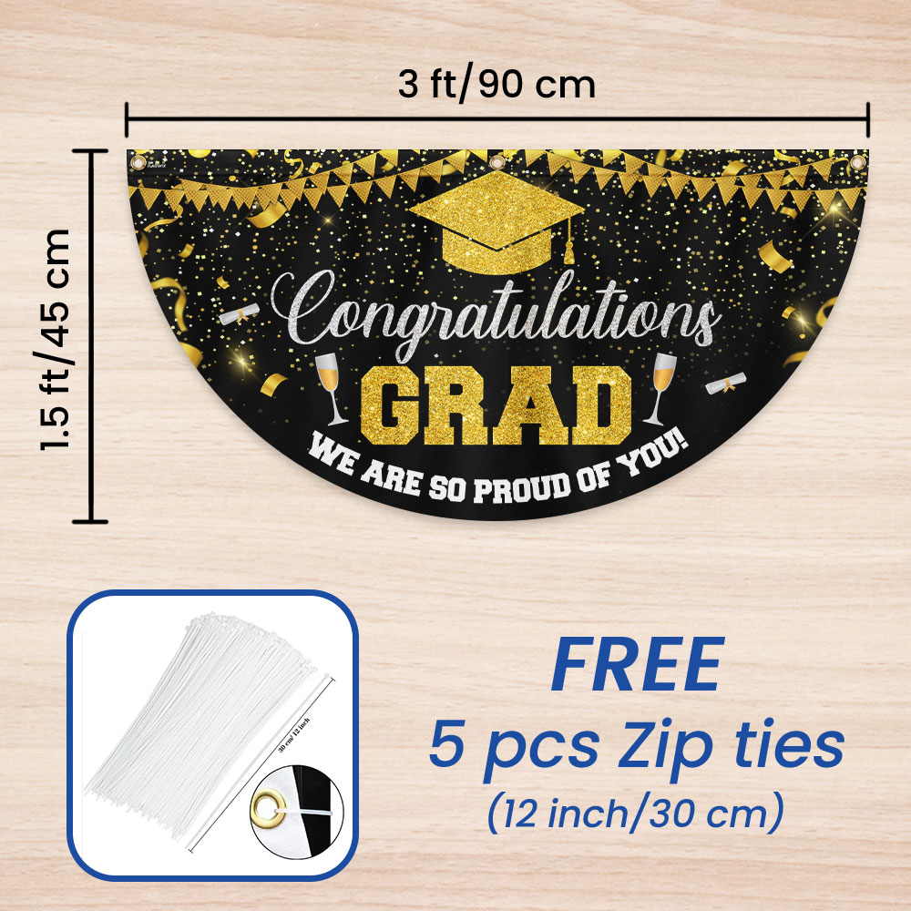Congratulations Graduate, We Are So Proud Of You Graduation Non-Pleated Fan Flag