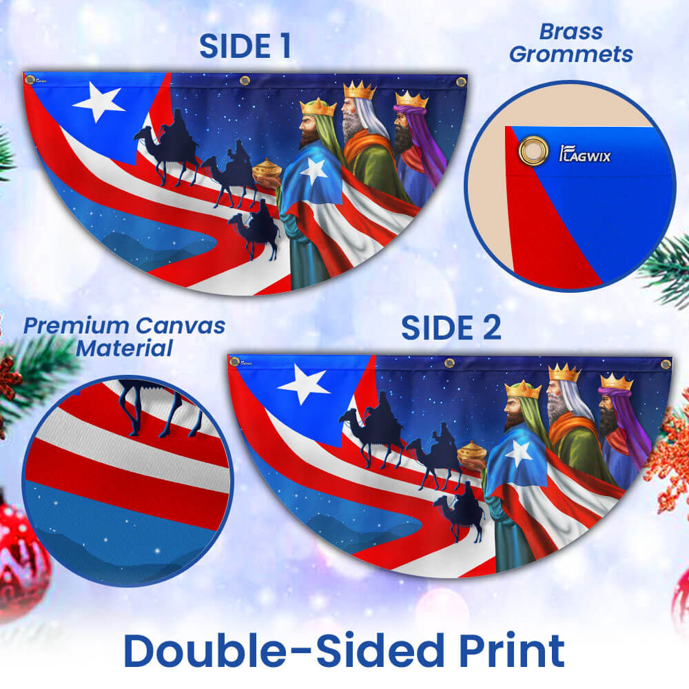 Three Kings Three Wise Men Puerto Rico Non-Pleated Fan Flag