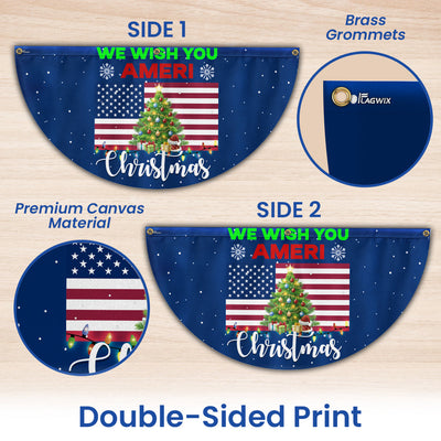 We Wish You Ameri Christmas Non-Pleated Fan Flag