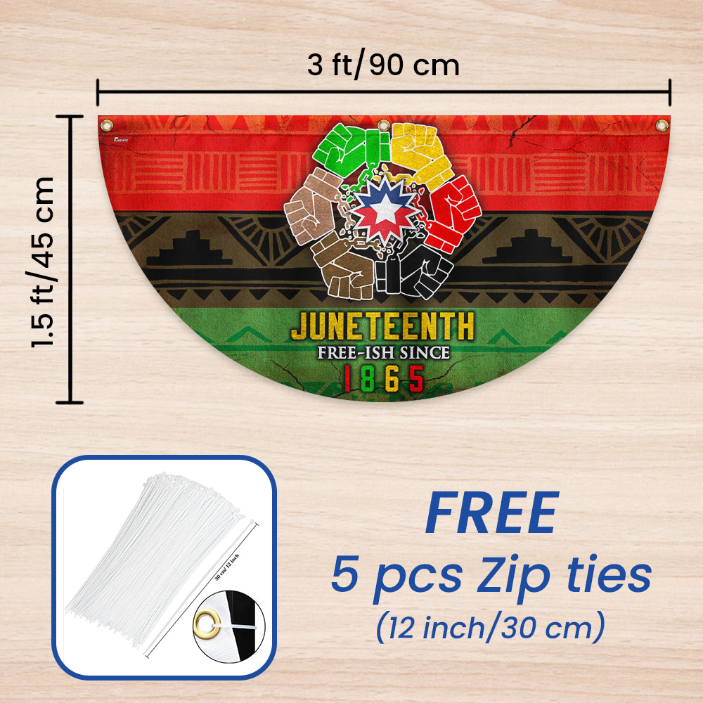 Celebrate Juneteenth African Non-Pleated Fan Flag
