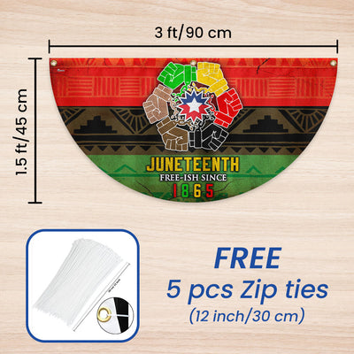 Celebrate Juneteenth African Non-Pleated Fan Flag