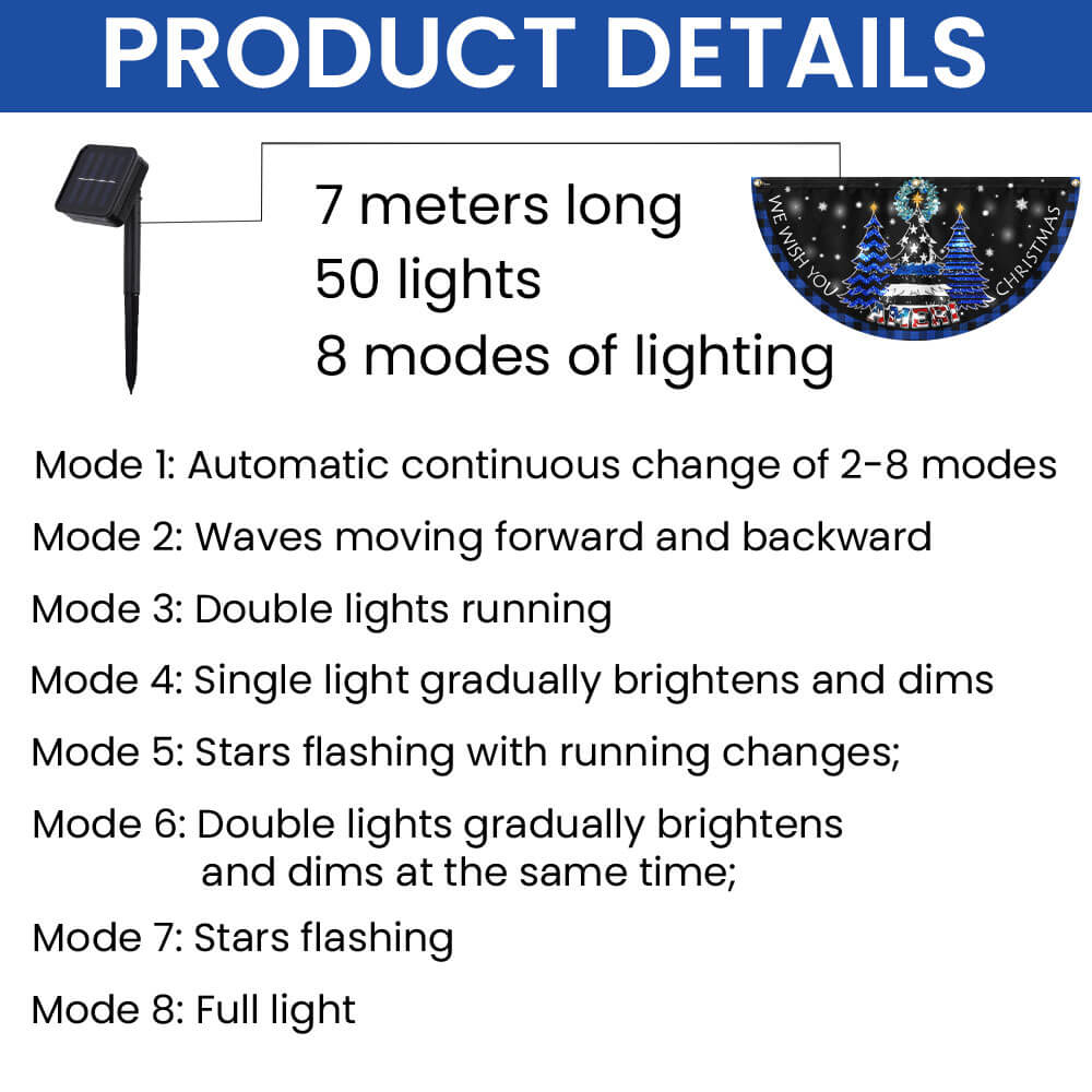 We Wish You Ameri Christmas, The Thin Blue Line Christmas Solar Led Fan Flag