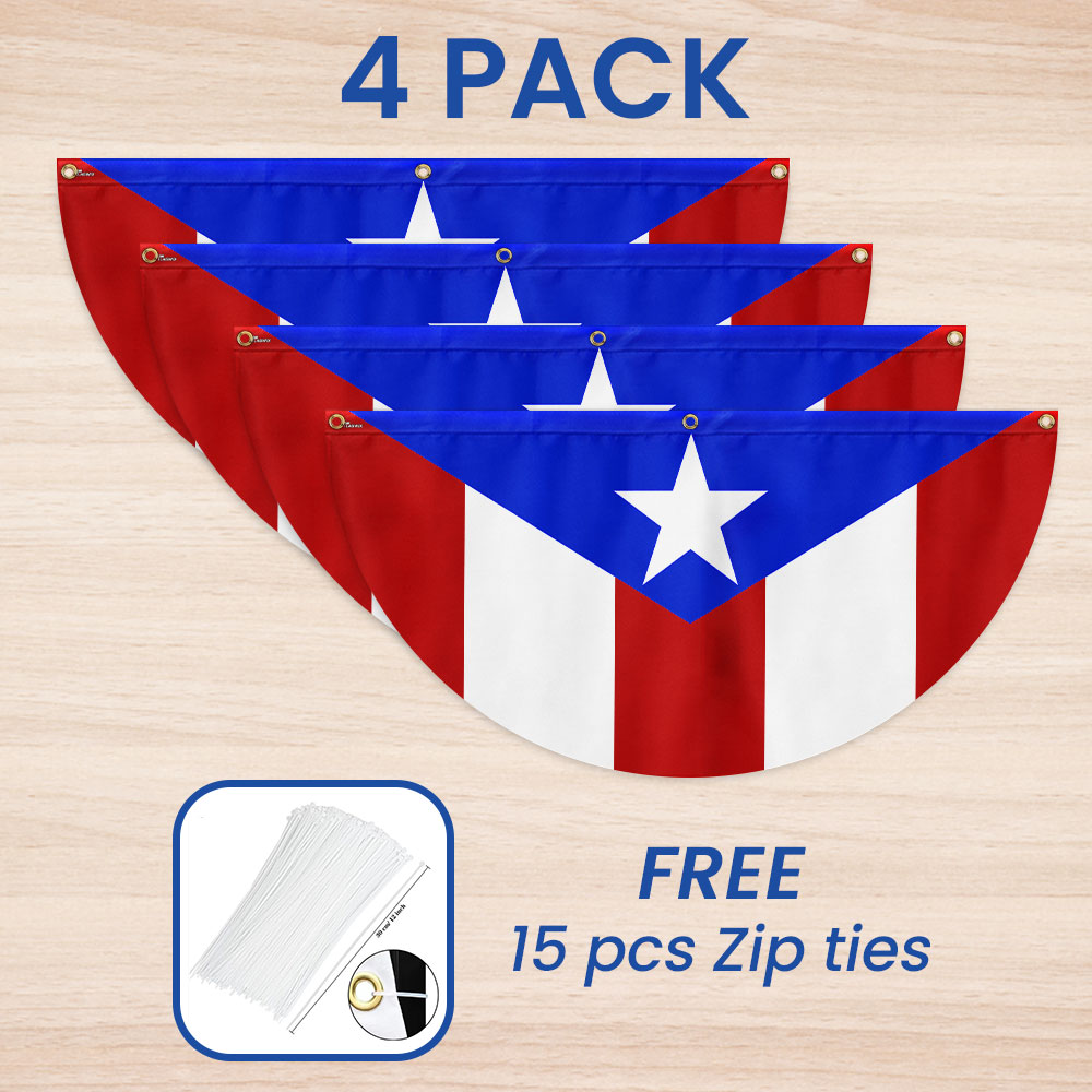 Puerto Rico Non-Pleated Fan Flag