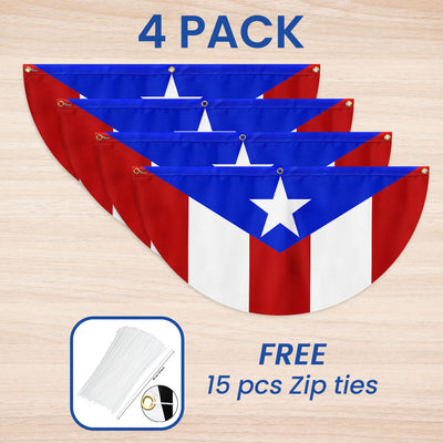 Puerto Rico Non-Pleated Fan Flag