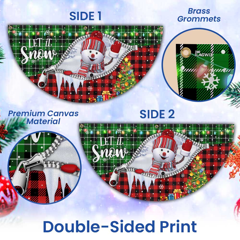 Snowman Let It Snow Merry Christmas Non-Pleated Fan Flag