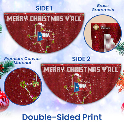 Texas Christmas Fan Flag - Holiday Decoration, Non-Pleated Design  - 3-Day Shipping