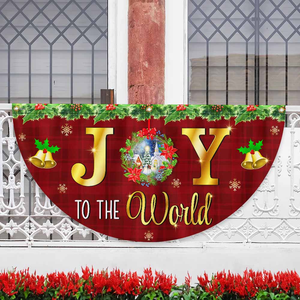 Joy to the World Christmas Fan Flag - Non-Pleated Holiday Décor & Gift