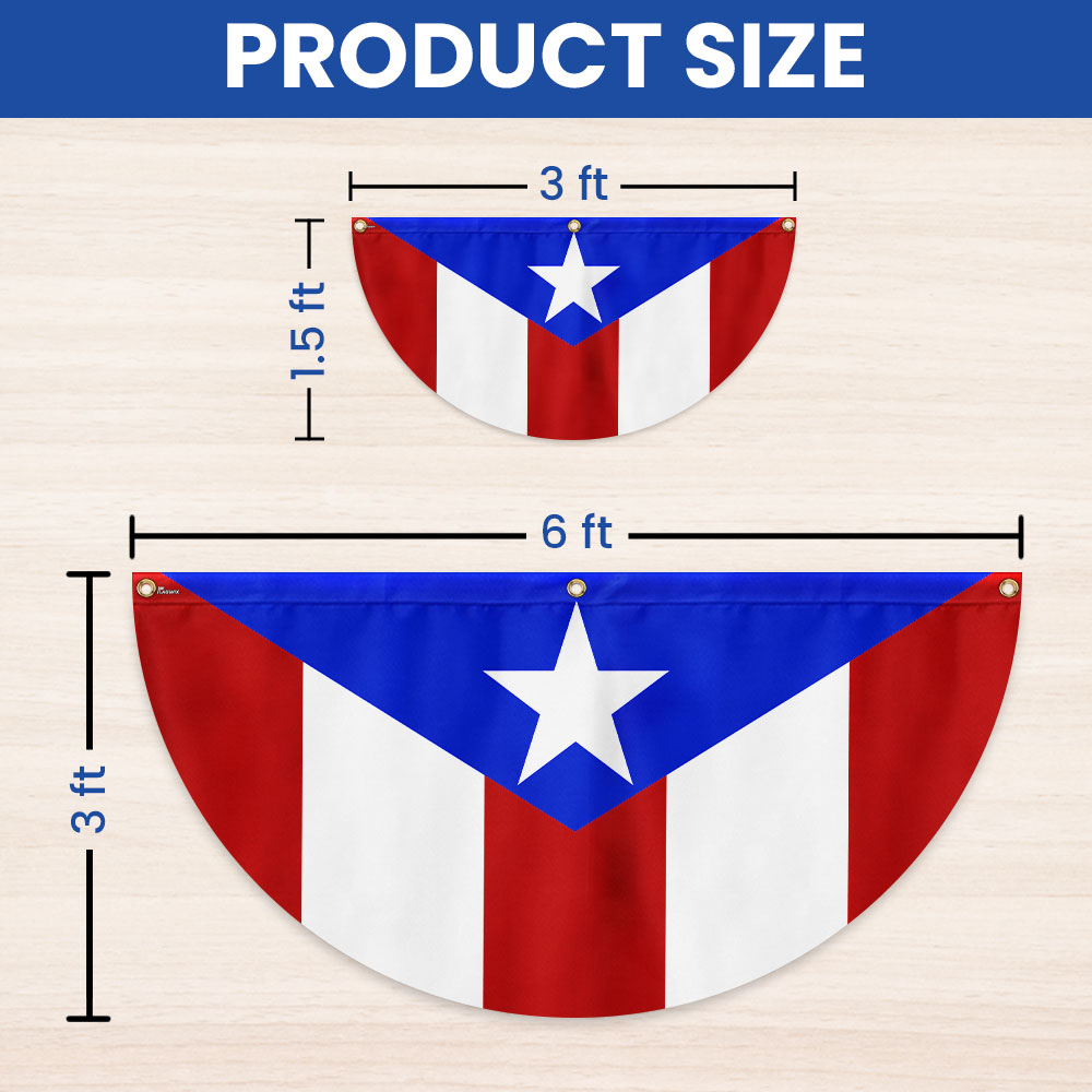 Puerto Rico Non-Pleated Fan Flag
