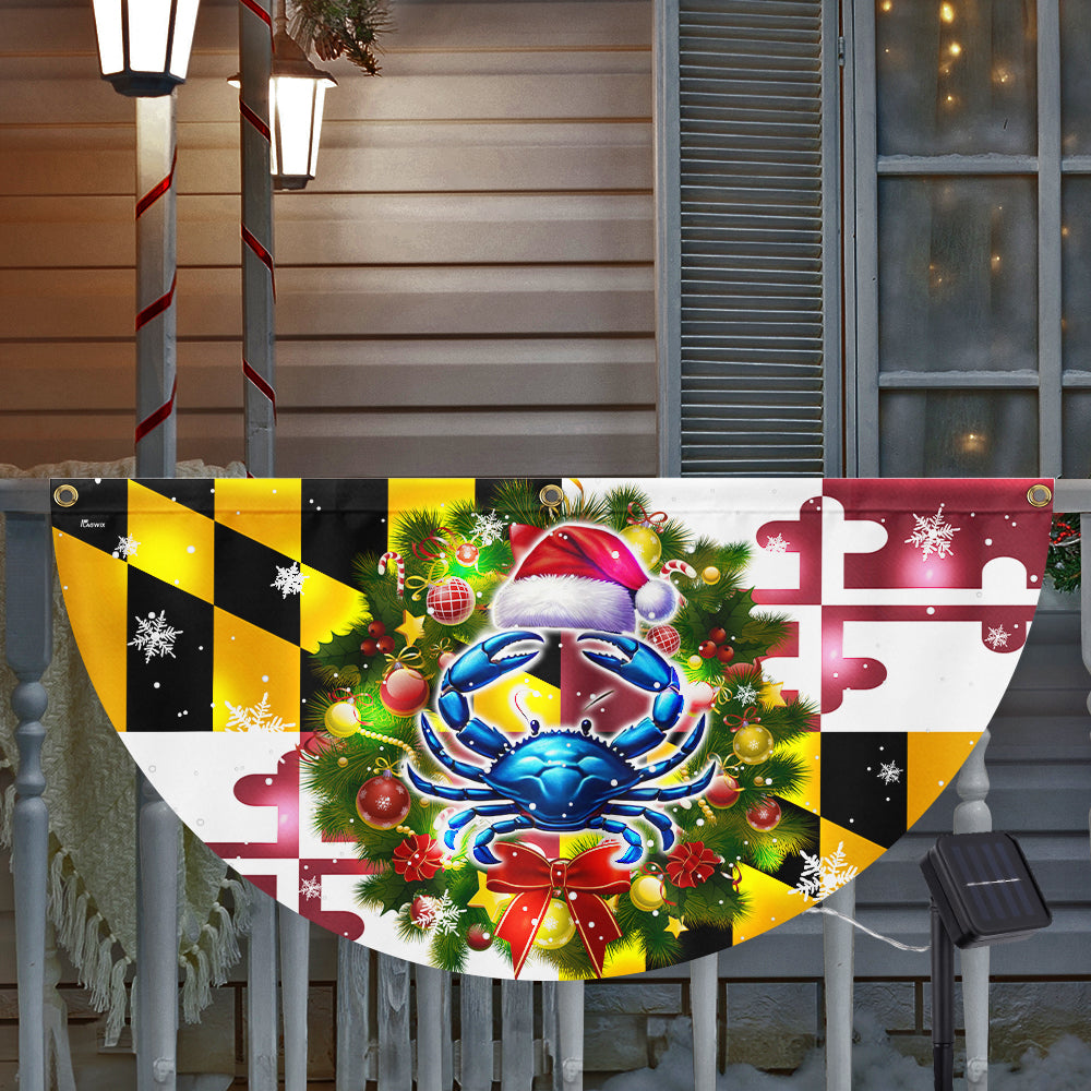 Maryland Christmas Blue Crab Christmas Solar Led Fan Flag