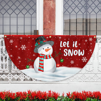 Christmas Flag Snowman Let It Snow Non-Pleated Christmas Fan Flag 3-Day Shipping