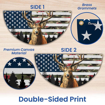 Deer Hunting American Flag Non-pleated Fan Flag