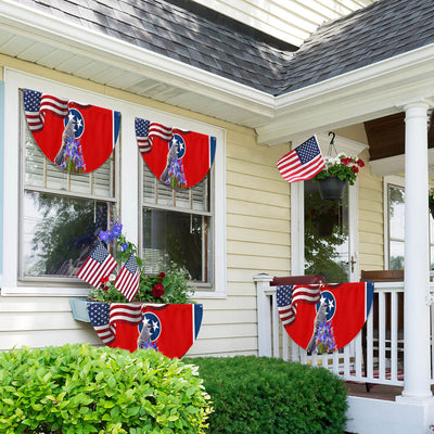 Tennessee State Mockingbird and Iris Flower Non-Pleated Fan Flag