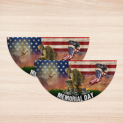 Memorial Day Honor The Fallen American Veteran Eagle Non-Pleated Fan Flag