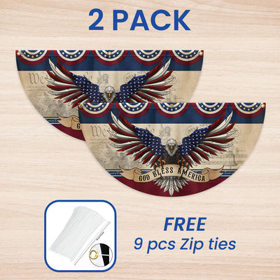 Flagwix American Flag - God Bless America Patriotic Eagle Non-Pleated Fan Flag