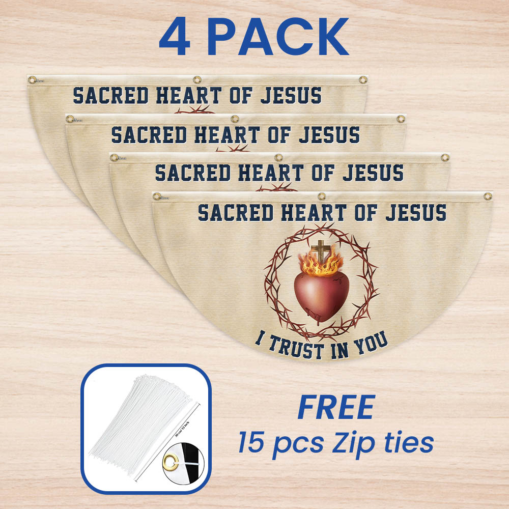 Sacred Heart Of Jesus I Trust In You Catholic Christian Non-Pleated Fan Flag