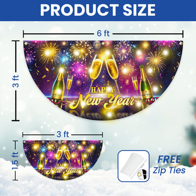 Happy New Year Firework Champagne Solar Led Fan Flag