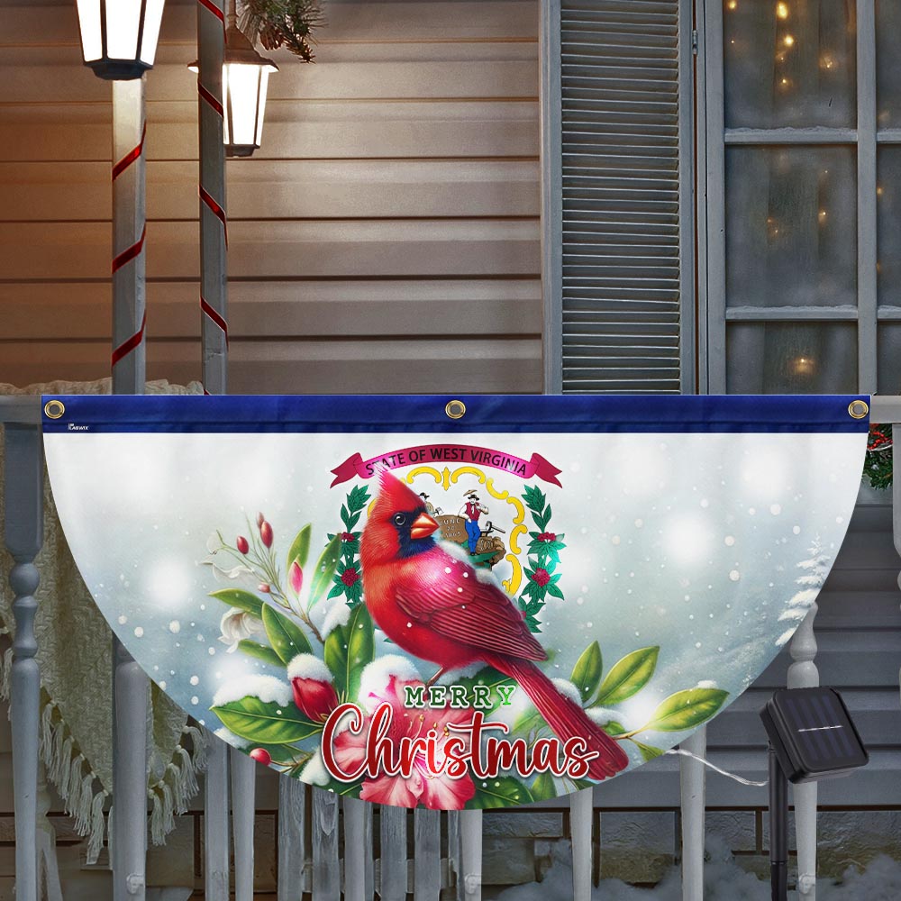 West Virginia Cardinal Christmas Solar Led Fan Flag