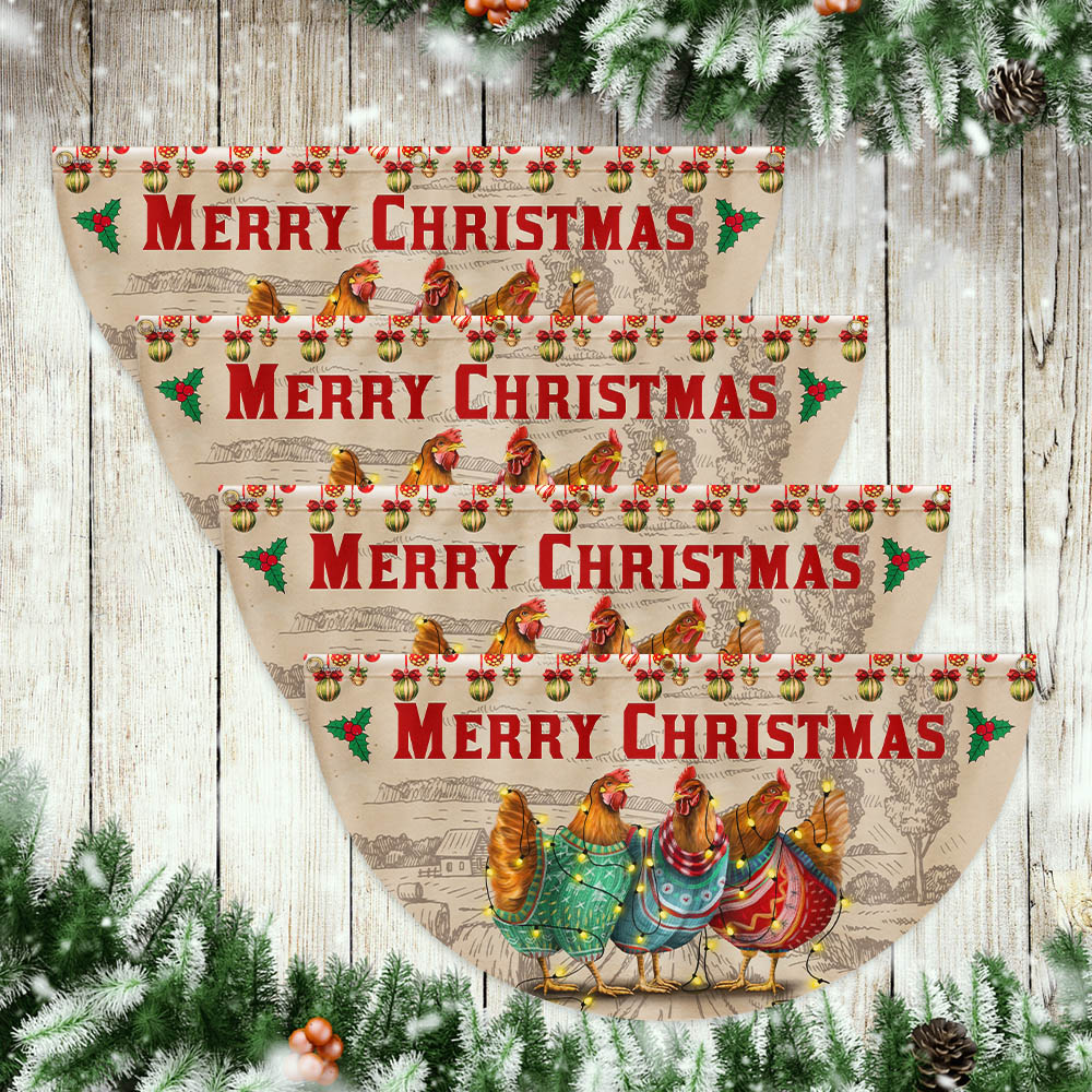 Merry Christmas Hen Chicken Poultry Farm House Non-Pleated Fan Flag