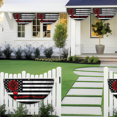 Firefighter Thin Red Line Fireman Non-Pleated Fan Flag